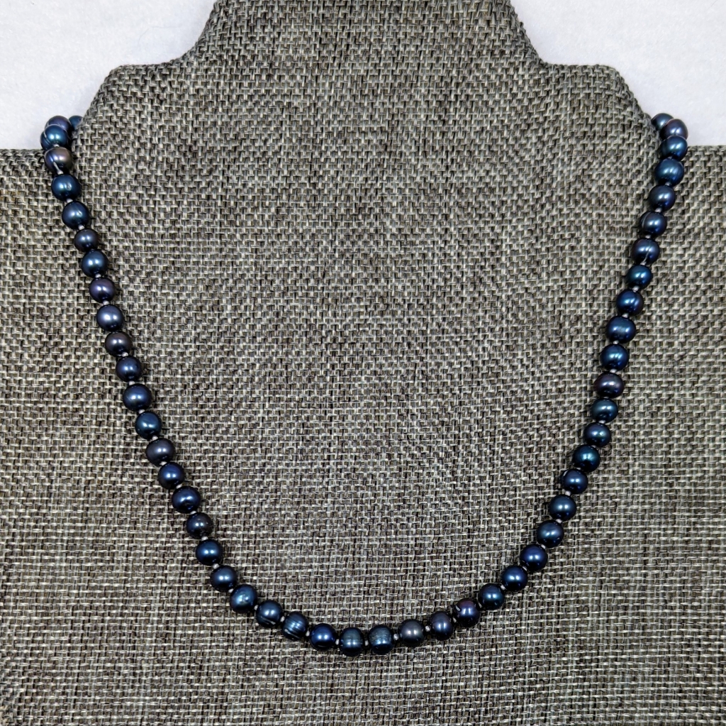 Real - 6mm Black Pearl Necklace